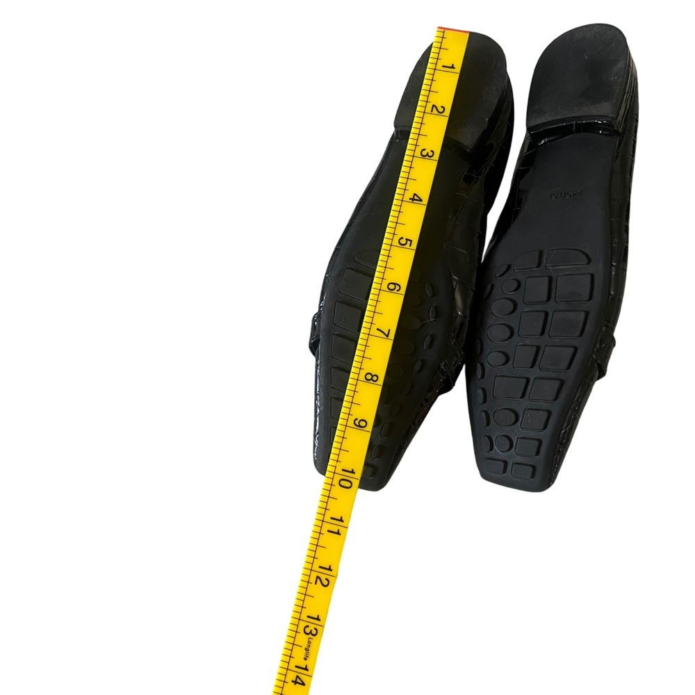 Aier Fashion London Women's Black Croc Patent Pearl Buckle Square Flats 245/7.5 - Picture 6 of 6